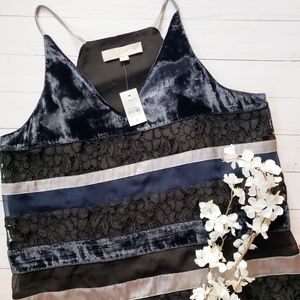 LOFT Velvet and Lace Tank NWT Small